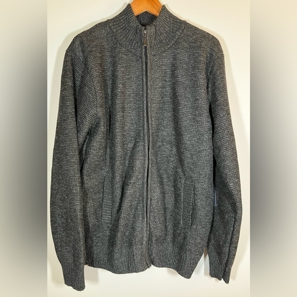 NWT Day and Age gray waffle knit zip cardigan fleece lined plaid sz XL grandpa - Picture 1 of 9